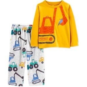 Carter’s Construction Pajama Set Raccoon Yellow and Gray 4T NEW
